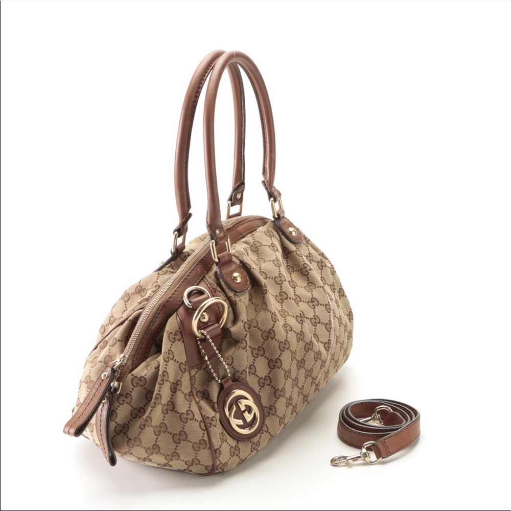 Gucci Brown/Beige GG Canvas Sukey Satchel